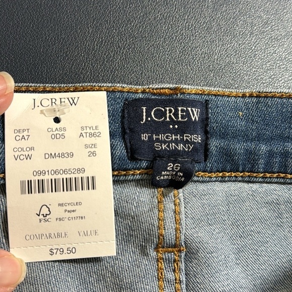 J. Crew 10" High Rise Skinny Stretch Jean Women's 26 Blue Inseam 27" Raw Hem NWT - Picture 9 of 13